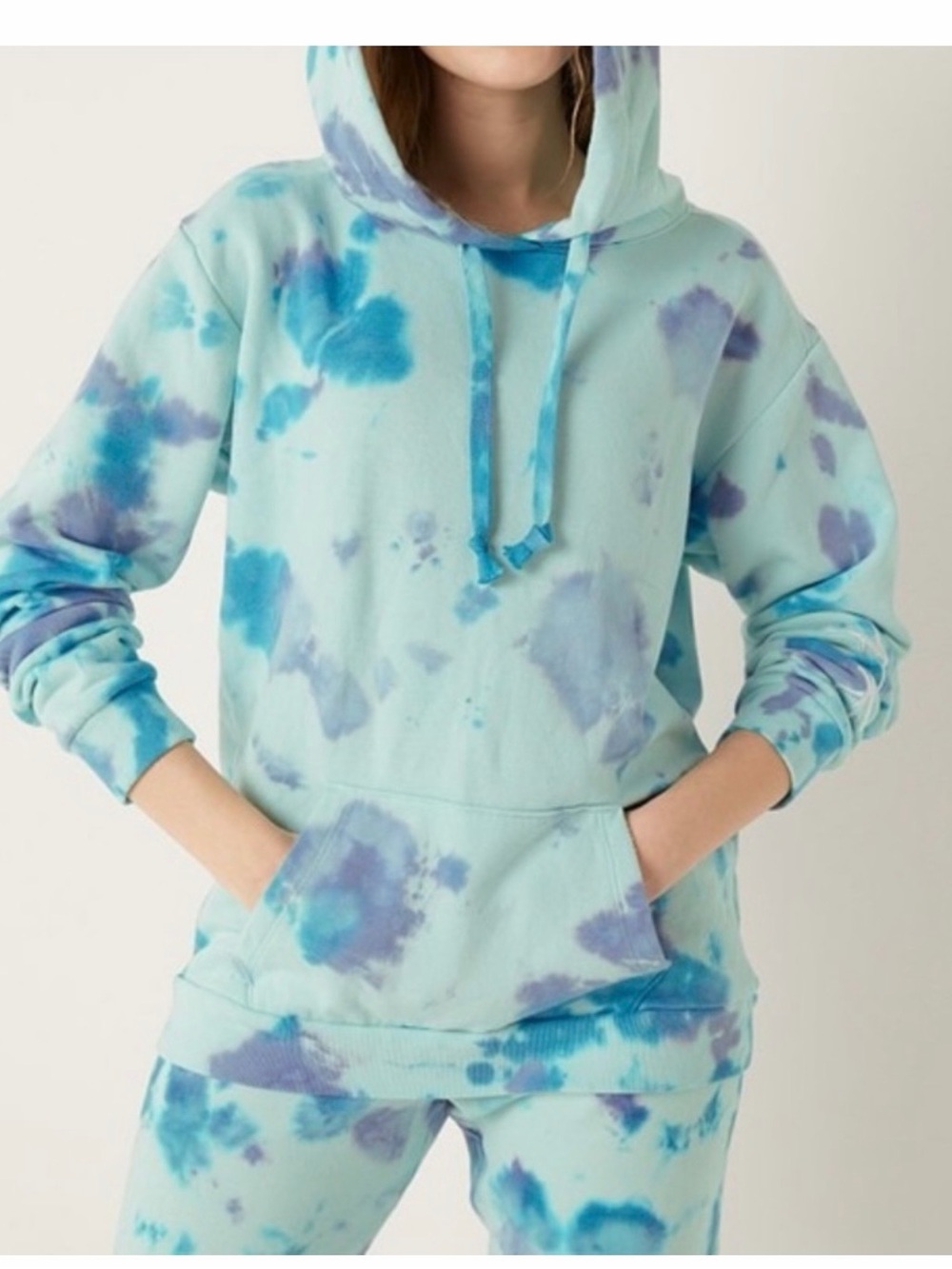 PINK Victoria's Secret Tie-Dye Hoodie & Jogger Set - Aqua Blue & Lilac 0589